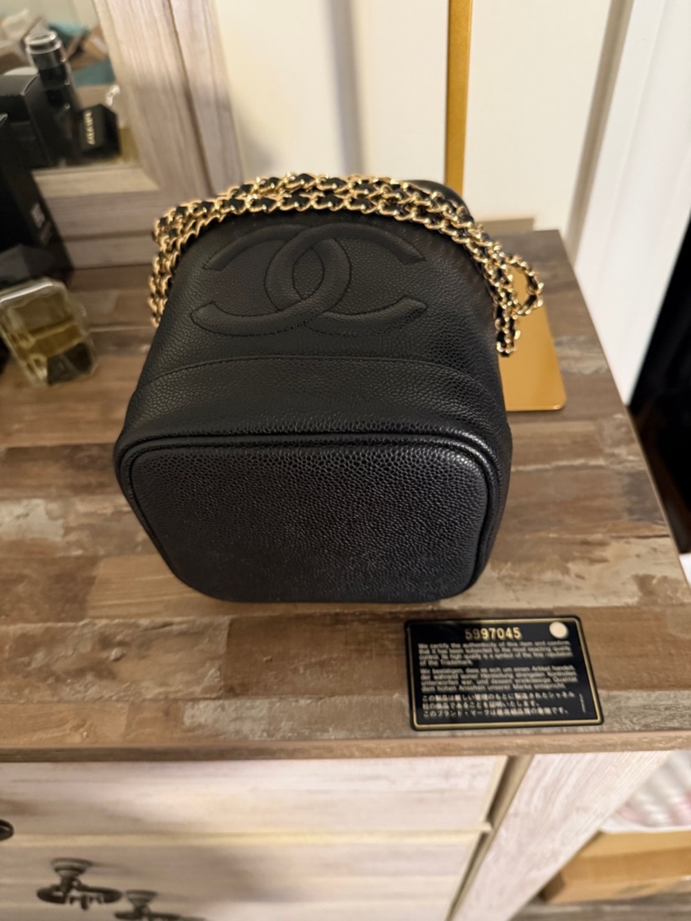 Chanel Vintage Caviar Vanity Case Black GHW CC Crossbody w/ Chain Strap 1997–99 - Picture 6 of 7